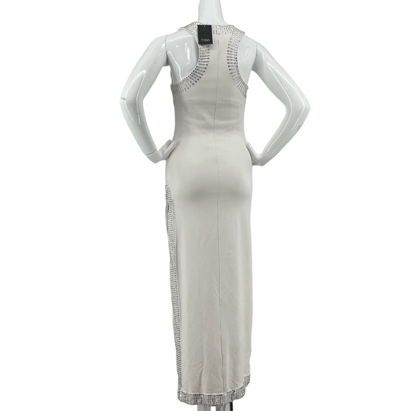 NBD White Maxi Stretch Jeweled High Split Dress Sz XS- Small $368 🥂🍾 - Picture 5 of 10